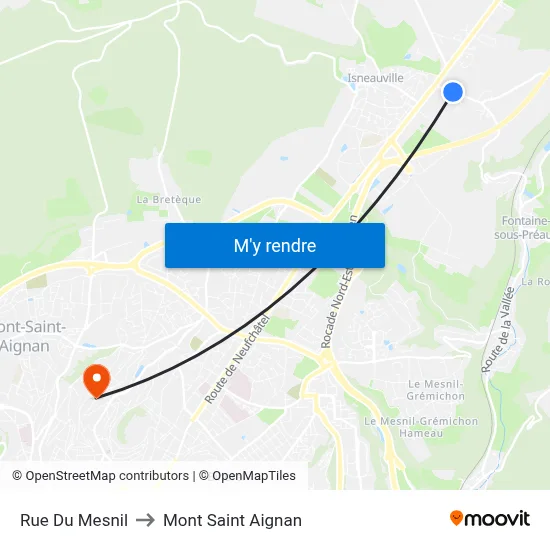 Rue Du Mesnil to Mont Saint Aignan map