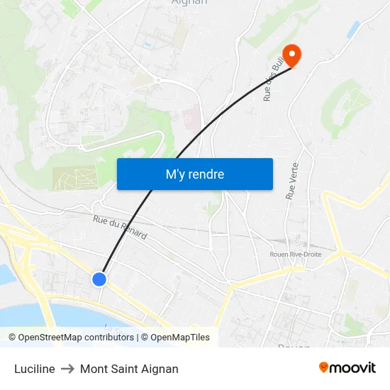 Luciline to Mont Saint Aignan map