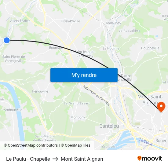 Le Paulu - Chapelle to Mont Saint Aignan map