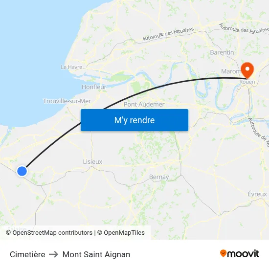 Cimetière to Mont Saint Aignan map