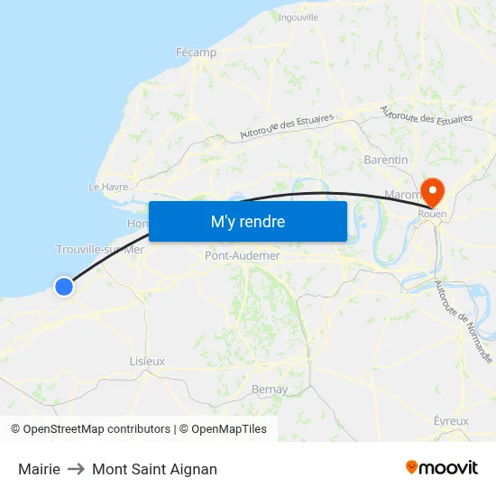Mairie to Mont Saint Aignan map
