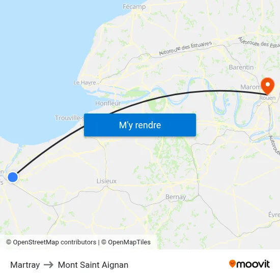 Martray to Mont Saint Aignan map
