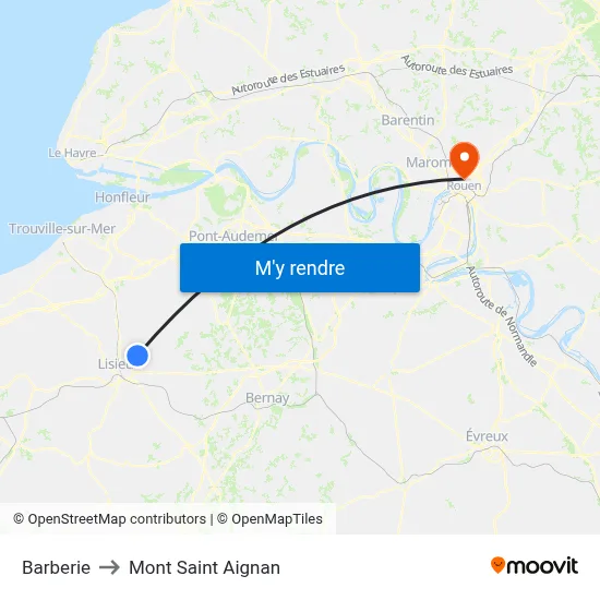 Barberie to Mont Saint Aignan map