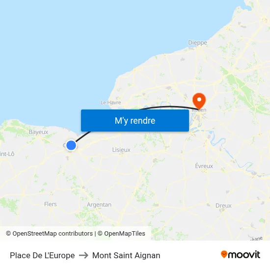 Place De L'Europe to Mont Saint Aignan map