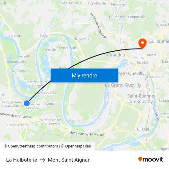 La Halboterie to Mont Saint Aignan map