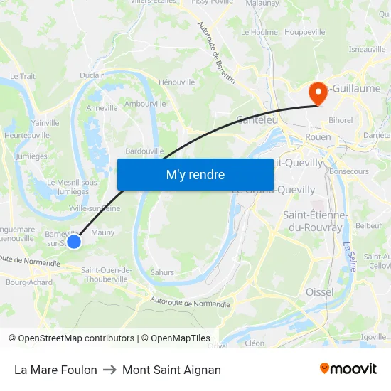 La Mare Foulon to Mont Saint Aignan map
