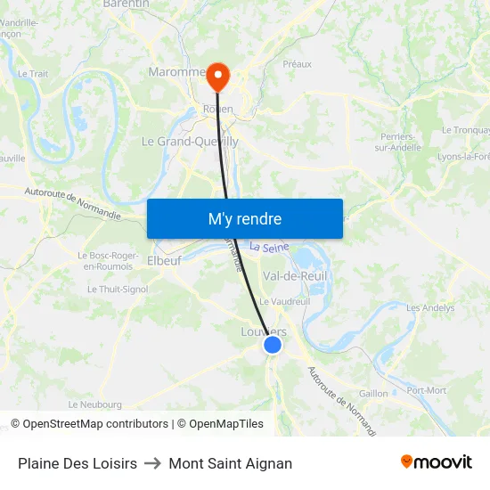Plaine Des Loisirs to Mont Saint Aignan map
