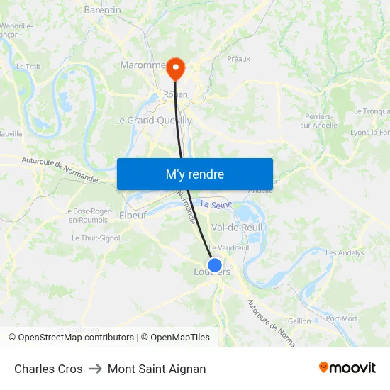 Charles Cros to Mont Saint Aignan map