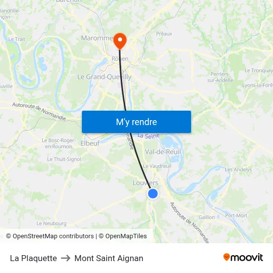 La Plaquette to Mont Saint Aignan map