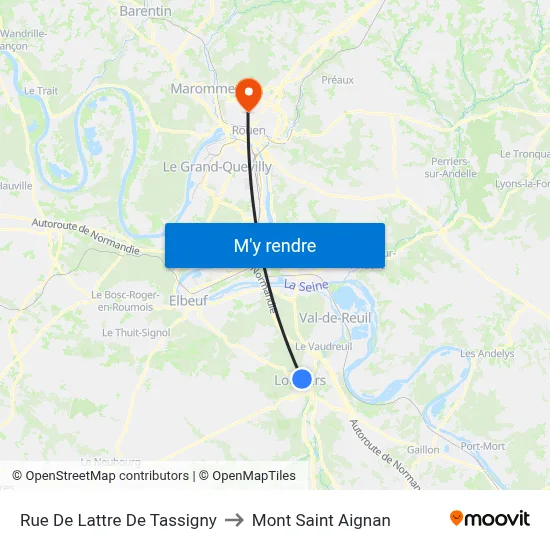 Rue De Lattre De Tassigny to Mont Saint Aignan map