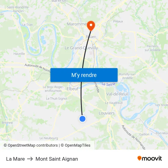 La Mare to Mont Saint Aignan map