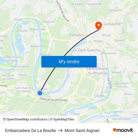 Embarcadere De La Bouille to Mont Saint Aignan map