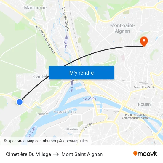 Cimetière Du Village to Mont Saint Aignan map
