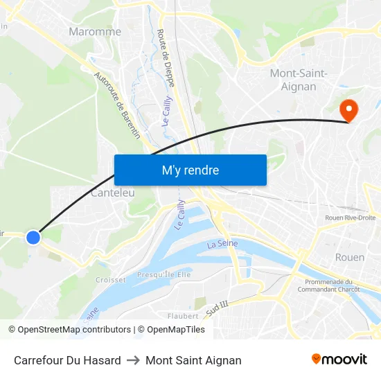 Carrefour Du Hasard to Mont Saint Aignan map