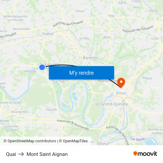 Quai to Mont Saint Aignan map