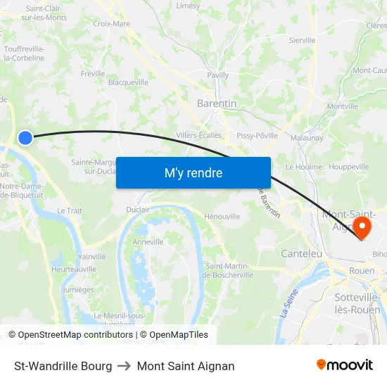 St-Wandrille Bourg to Mont Saint Aignan map