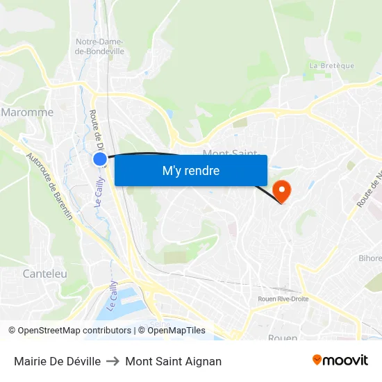 Mairie De Déville to Mont Saint Aignan map