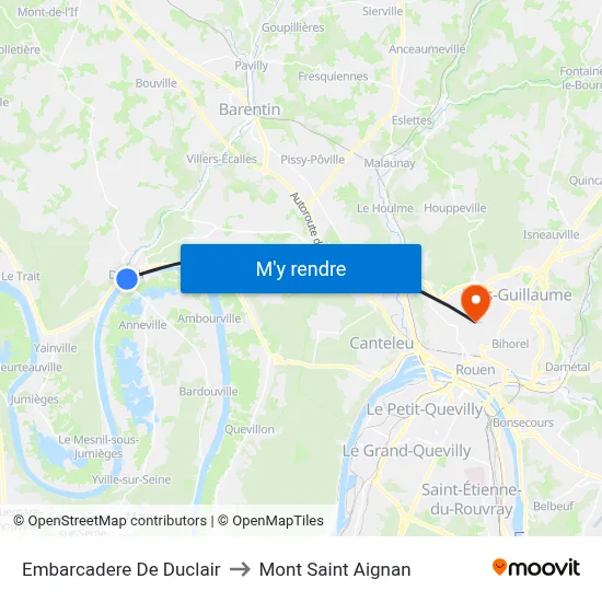 Embarcadere De Duclair to Mont Saint Aignan map