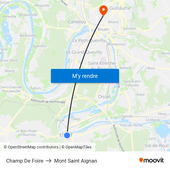 Champ De Foire to Mont Saint Aignan map