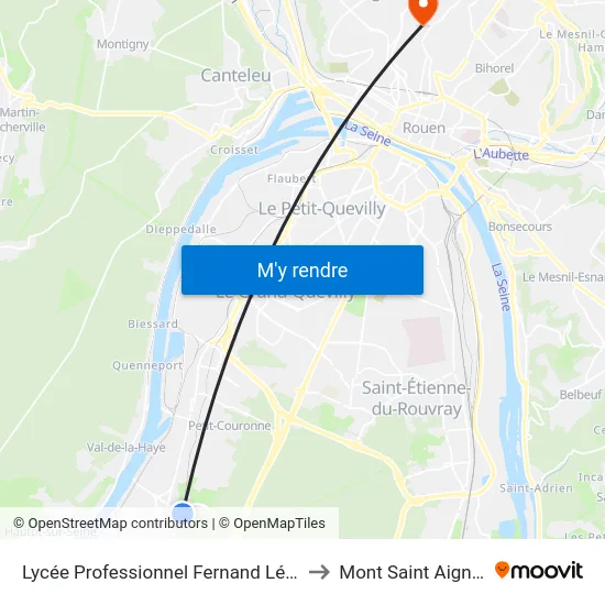 Lycée Professionnel Fernand Léger to Mont Saint Aignan map