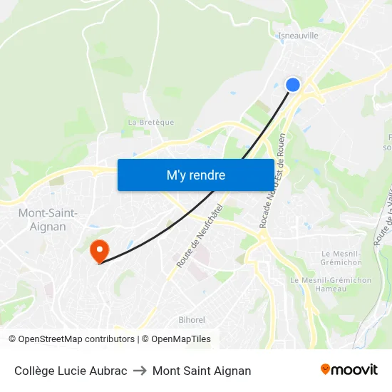 Collège Lucie Aubrac to Mont Saint Aignan map