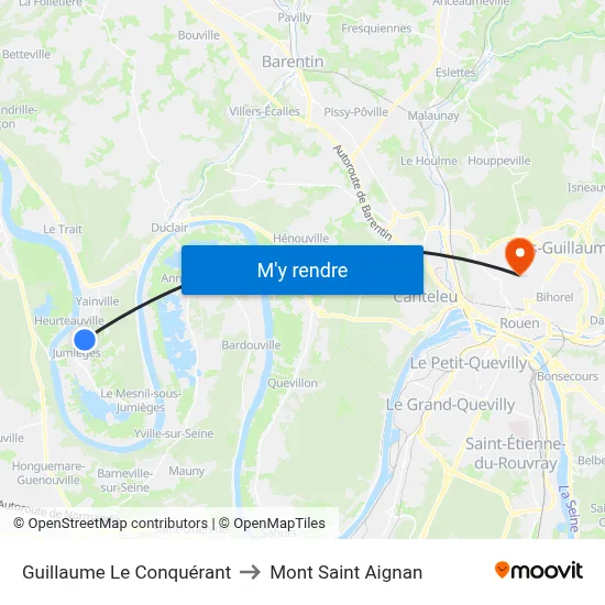 Guillaume Le Conquérant to Mont Saint Aignan map