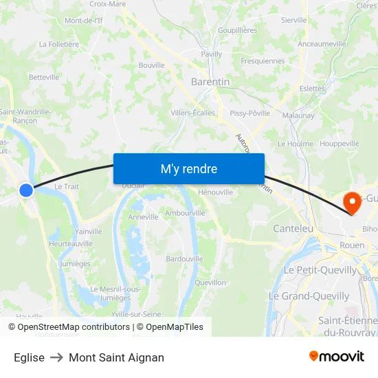 Eglise to Mont Saint Aignan map
