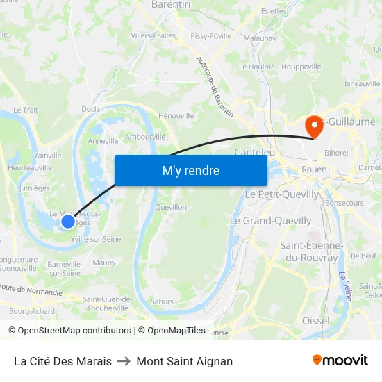 La Cité Des Marais to Mont Saint Aignan map