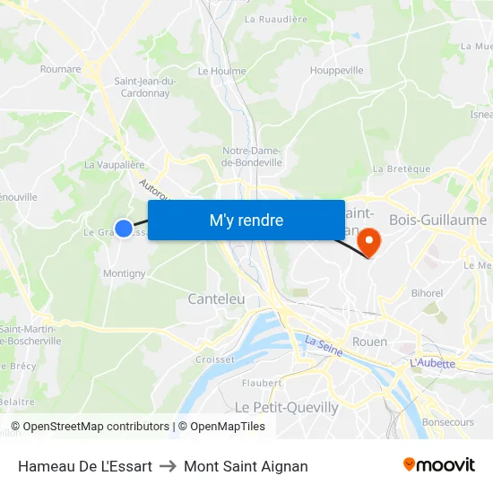 Hameau De L'Essart to Mont Saint Aignan map
