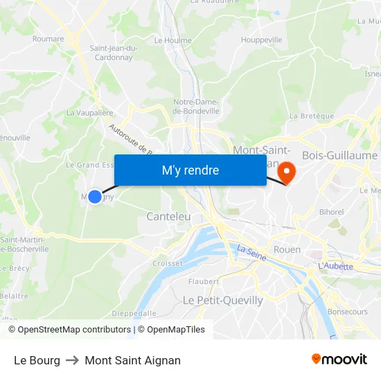 Le Bourg to Mont Saint Aignan map
