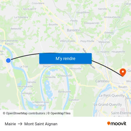 Mairie to Mont Saint Aignan map