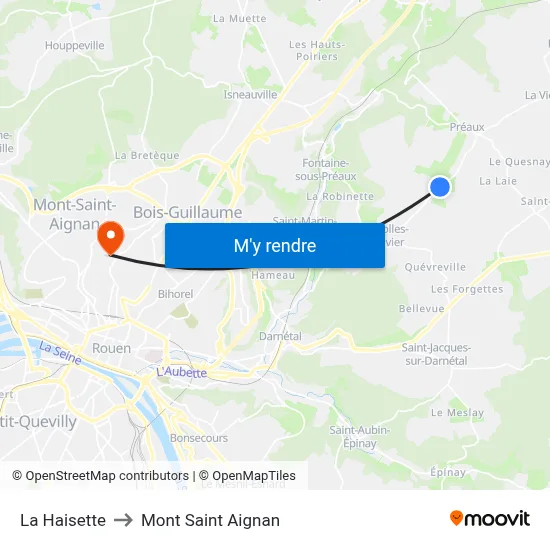 La Haisette to Mont Saint Aignan map