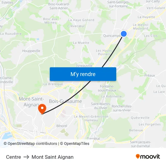 Centre to Mont Saint Aignan map