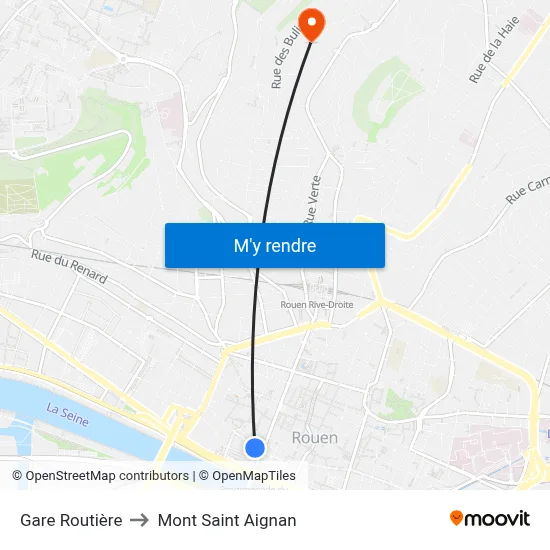 Gare Routière to Mont Saint Aignan map
