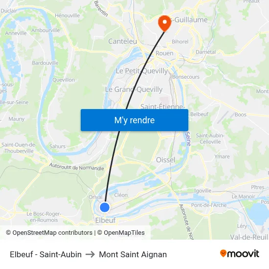 Elbeuf - Saint-Aubin to Mont Saint Aignan map