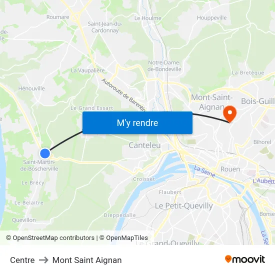 Centre to Mont Saint Aignan map