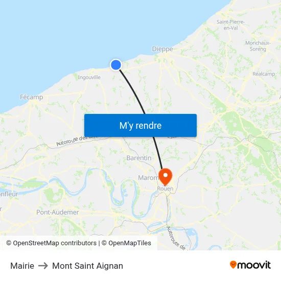 Mairie to Mont Saint Aignan map