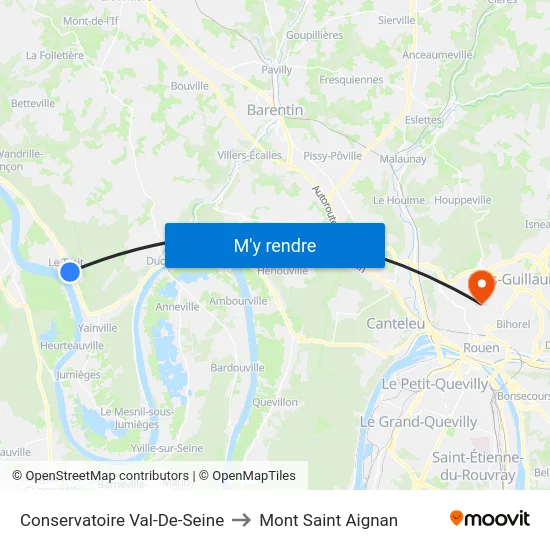 Conservatoire Val-De-Seine to Mont Saint Aignan map