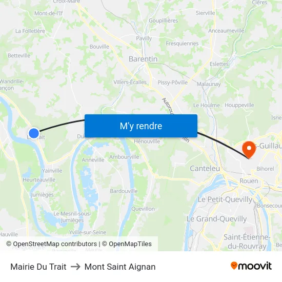 Mairie Du Trait to Mont Saint Aignan map