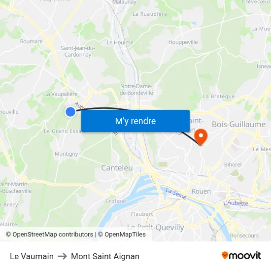 Le Vaumain to Mont Saint Aignan map