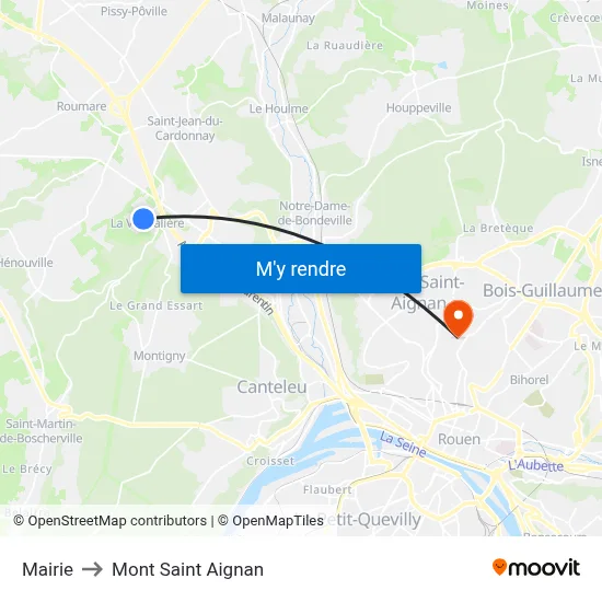 Mairie to Mont Saint Aignan map