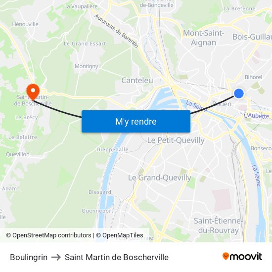 Boulingrin to Saint Martin de Boscherville map