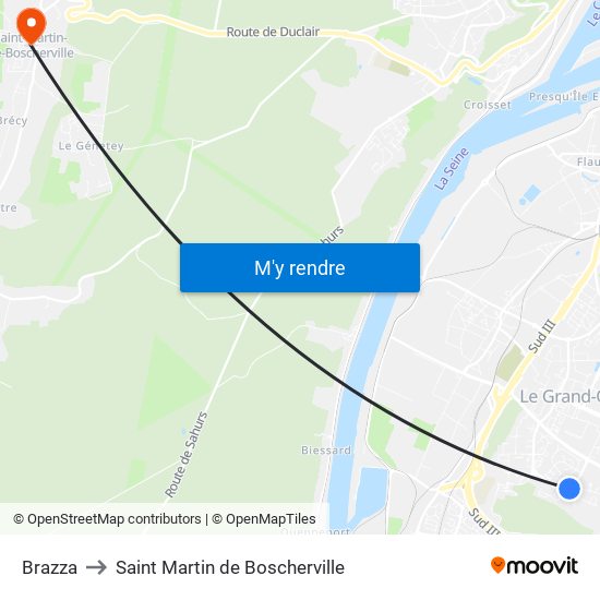 Brazza to Saint Martin de Boscherville map