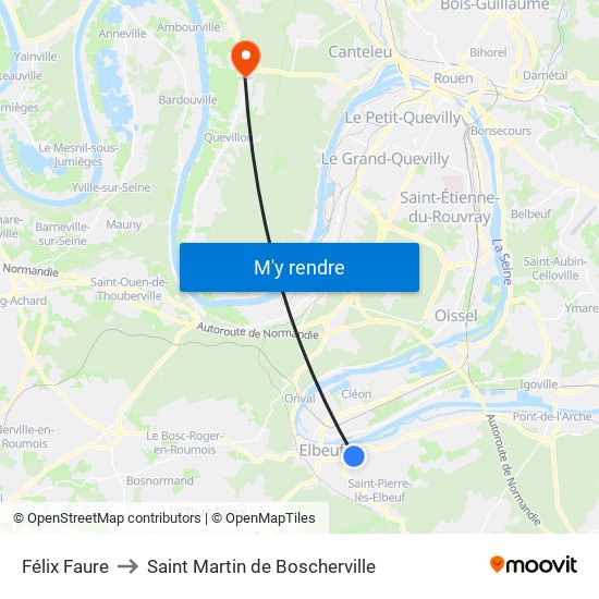 Félix Faure to Saint Martin de Boscherville map