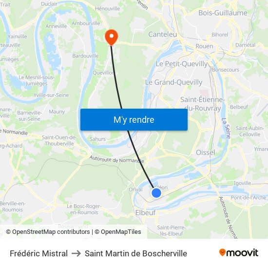 Frédéric Mistral to Saint Martin de Boscherville map