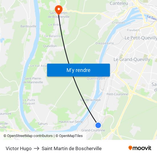 Victor Hugo to Saint Martin de Boscherville map