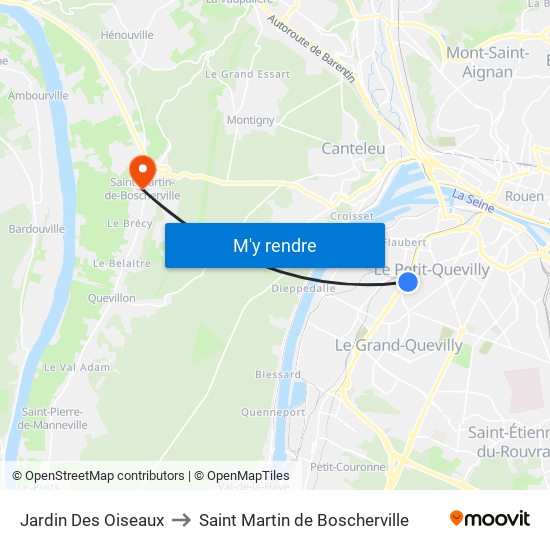 Jardin Des Oiseaux to Saint Martin de Boscherville map