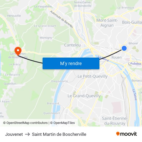 Jouvenet to Saint Martin de Boscherville map