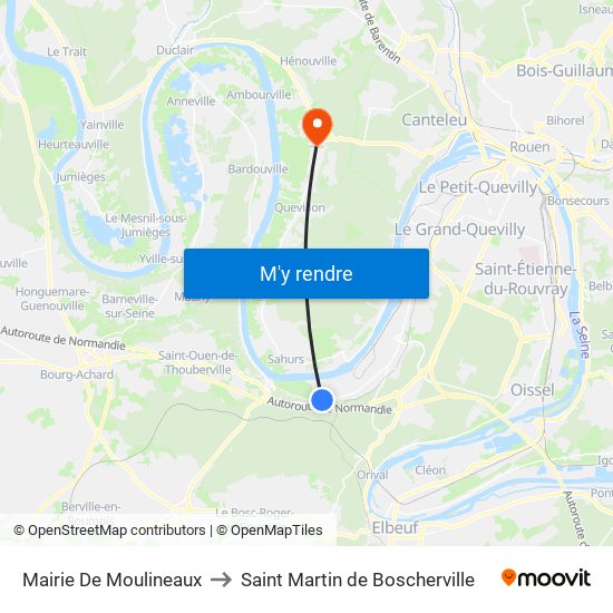 Mairie De Moulineaux to Saint Martin de Boscherville map