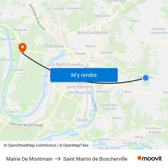 Mairie De Montmain to Saint Martin de Boscherville map